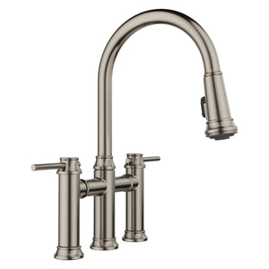Alternate Image for Blanco Empressa Pull-Down Dual-Spray Bridge Faucet, Satin Platinum, 1.5 GPM, Brass, 443273
