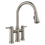 Blanco Empressa Pull-Down Dual-Spray Bridge Faucet, Satin Platinum, 1.5 GPM, Brass, 443273