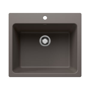Alternate Image for Blanco Liven 25" Dual Mount Silgranit Laundry Sink, Volcano Gray, 1 Faucet Hole, 443116