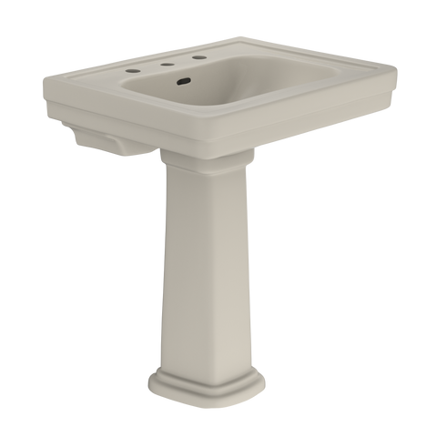 TOTO Promenade 27-1/2" x 22-1/4" Rectangular Pedestal Bathroom Sink for 8 inch Center Faucets, Bone, Vitreous China, LPT530.8N#03