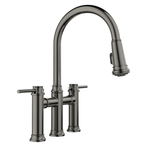 Alternate Image for Blanco Empressa Pull-Down Dual-Spray Bridge Faucet, Satin Dark Steel, 1.5 GPM, Brass, 443263