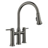 Blanco Empressa Pull-Down Dual-Spray Bridge Faucet, Satin Dark Steel, 1.5 GPM, Brass, 443263