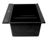 ALFI 34" Drop In Granite Composite Workstation Kitchen Sink with Accessories, 50/50 Double Bowl, Black, 1 Faucet Hole, AB3418DBDI-BLA