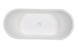 ALFI brand 63" Solid Surface Resin Free Standing Oval Bathtub, White Matte, AB9950