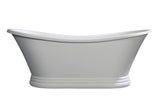 ALFI brand 63" Solid Surface Resin Free Standing Oval Bathtub, White Matte, AB9950