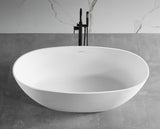 ALFI brand 59" Solid Surface Resin Free Standing Oval Soaking Bathtub, White, AB9975