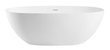 ALFI brand 59" Solid Surface Resin Free Standing Oval Soaking Bathtub, White, AB9975