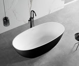 ALFI brand 59" Solid Surface Resin Free Standing Oval Soaking Bathtub, Black & White, AB9975BM