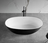 ALFI brand 59" Solid Surface Resin Free Standing Oval Soaking Bathtub, Black & White, AB9975BM