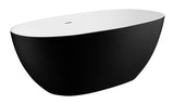 ALFI brand 59" Solid Surface Resin Free Standing Oval Soaking Bathtub, Black & White, AB9975BM