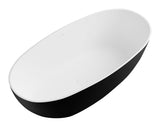 ALFI brand 59" Solid Surface Resin Free Standing Oval Soaking Bathtub, Black & White, AB9975BM