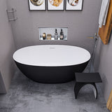 ALFI brand 59" Solid Surface Resin Free Standing Oval Soaking Bathtub, Black & White, AB9975BM