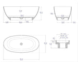 ALFI brand 59" Solid Surface Resin Free Standing Oval Soaking Bathtub, Black & White, AB9975BM