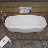 ALFI brand 68" Solid Surface Resin Free Standing Rectangle Bathtub, White Matte, AB9980