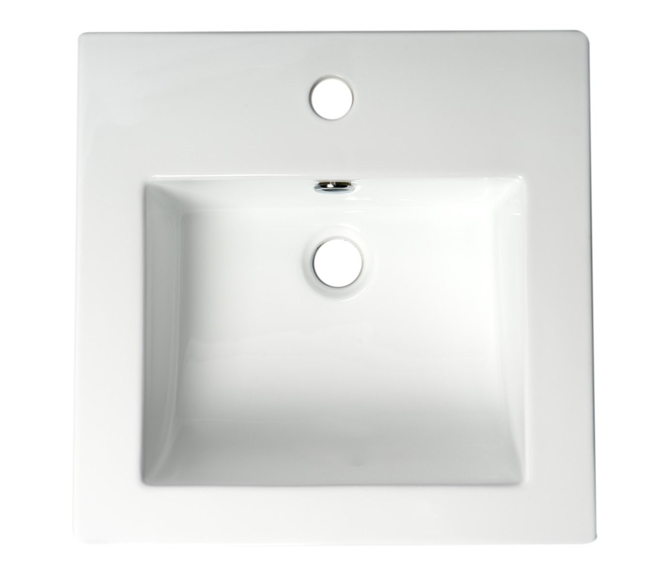 ALFI brand 16.38" x 16.13" Square Drop In Porcelain Bathroom Sink, White, 1 Faucet Hole, ABC801