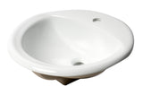 ALFI brand 20.88" x 17.5" Oval Drop In Porcelain Bathroom Sink, White, 1 Faucet Hole, ABC802