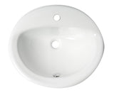 ALFI brand 20.88" x 17.5" Oval Drop In Porcelain Bathroom Sink, White, 1 Faucet Hole, ABC802