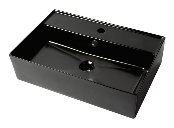 ALFI brand 23.38" x 15.75" Rectangle Above Mount Porcelain Bathroom Sink, Black Matte, 1 Faucet Hole, ABC901-BM