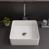 ALFI brand 15.13" x 15.13" Square Above Mount Porcelain Bathroom Sink, White, No Faucet Hole, ABC903-W