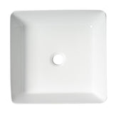 ALFI brand 15.13" x 15.13" Square Above Mount Porcelain Bathroom Sink, White, No Faucet Hole, ABC903-W