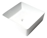 ALFI brand 15.13" x 15.13" Square Above Mount Porcelain Bathroom Sink, White, No Faucet Hole, ABC903-W