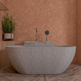 ALFI brand 59" Concrete Free Standing Oval Bathtub, Gray Matte, ABCO59TUB