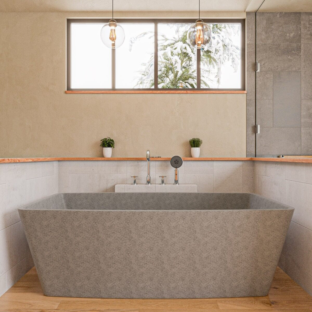 ALFI brand 71" Concrete Free Standing Rectangle Bathtub, Gray Matte, ABCO71TUB
