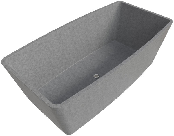 ALFI brand 71" Concrete Free Standing Rectangle Bathtub, Gray Matte, ABCO71TUB