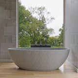 ALFI brand 72" Concrete Free Standing Oval Bathtub, Gray Matte, ABCO72TUB