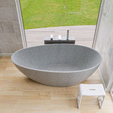 ALFI brand 72" Concrete Free Standing Oval Bathtub, Gray Matte, ABCO72TUB