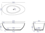 ALFI brand 72" Concrete Free Standing Oval Bathtub, Gray Matte, ABCO72TUB