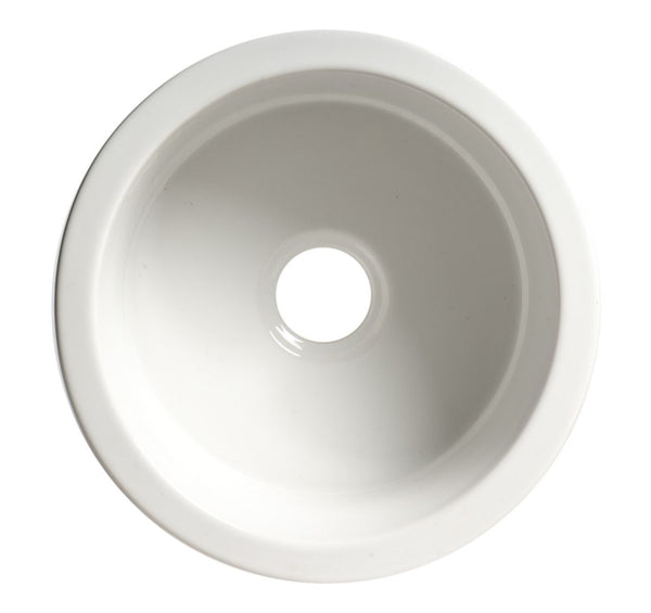 ALFI brand 19" Round Fireclay Bar/Prep Sink, White, ABF1818R-W