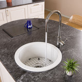 ALFI brand 19" Round Fireclay Bar/Prep Sink, White, ABF1818R-W