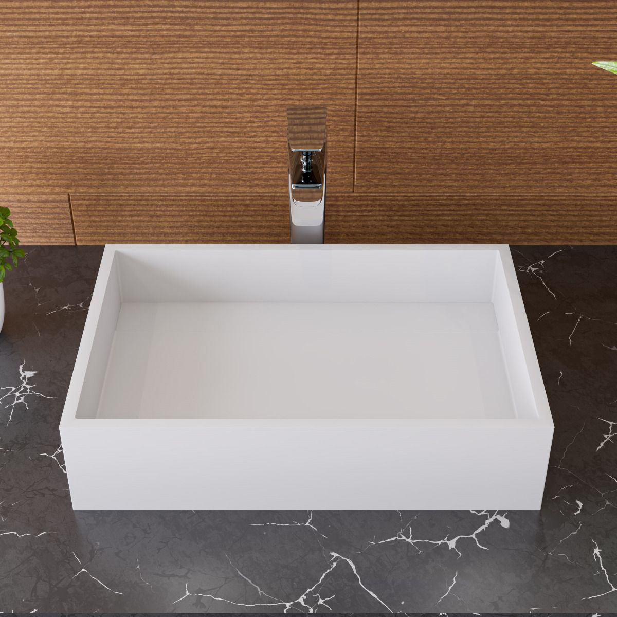ALFI brand 20" x 13.5" Rectangle Above Mount Resin Bathroom Sink, White Matte, No Faucet Hole, ABRS2014