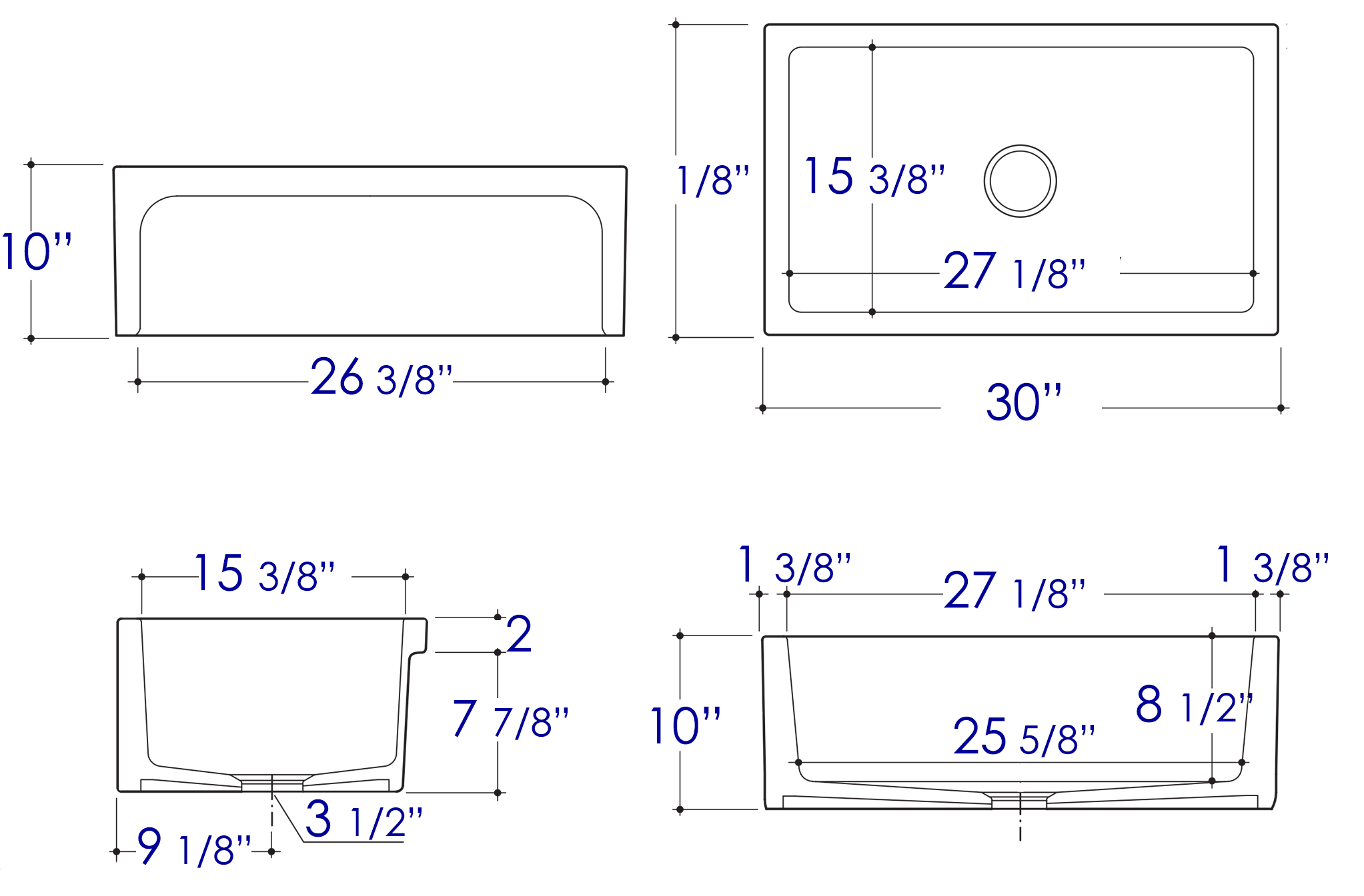 ALFI 30" Single Bowl Thick Wall Fireclay Farmhouse Apron Sink, White, AB3018ARCH-W