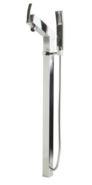 Alternate Image for ALFI brand Brass, AB2728-PC Polished Chrome Floor Mounted Tub Filler + Mixer /w additional Hand Held Shower Head