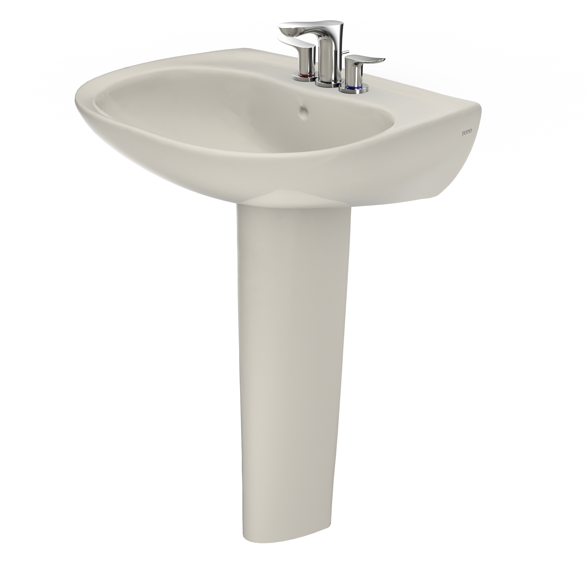 TOTO Prominence Oval Basin Pedestal Bathroom Sink with CeFiONtect for 4 inch Center Faucets, Sedona Beige, Vitreous China, LPT242.4G#12