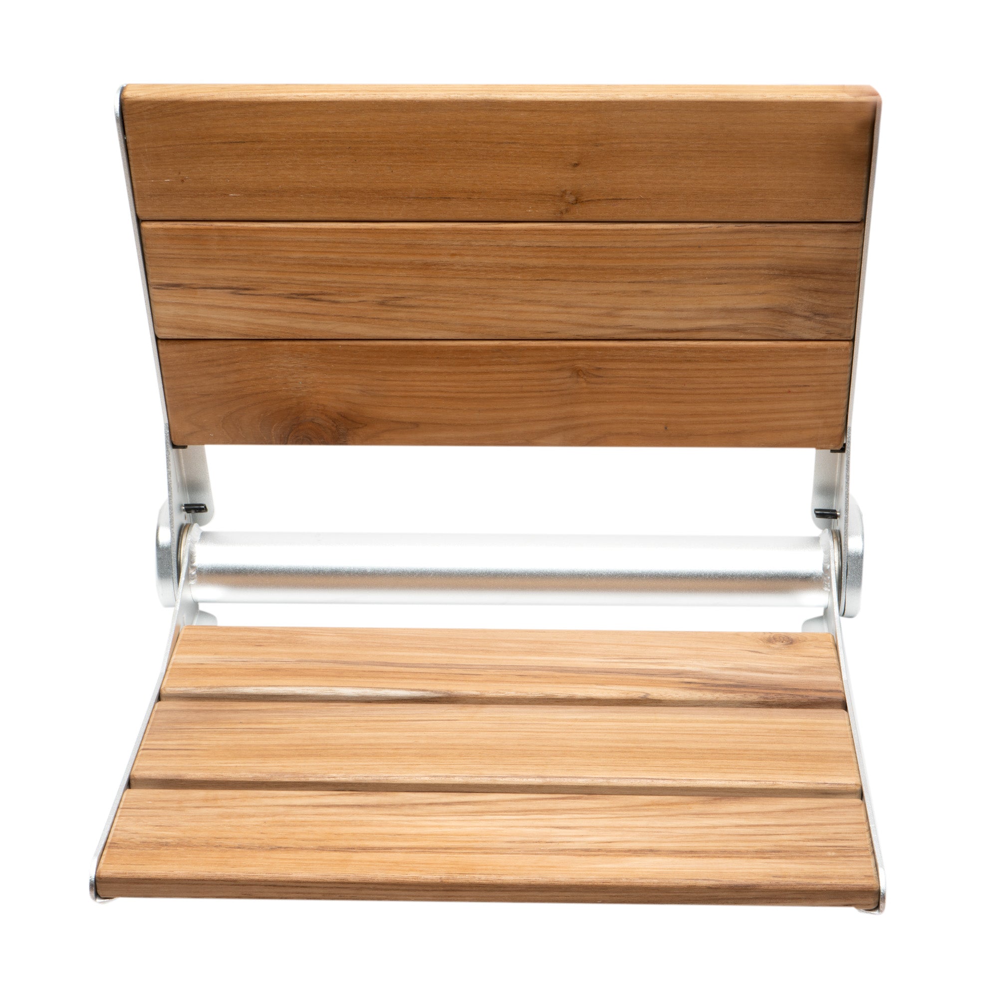 ALFI brand ABS17 17" Folding Teak Wood Shower Seat Bench with Backrest, Natural Wood, ABS17-SA