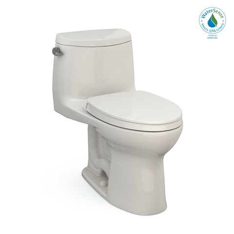 TOTO UltraMax II One-Piece Elongated 1.28 GPF Universal Height Toilet with CEFIONTECT and SS124 SoftClose Seat, WASHLET+ Ready, Sedona Beige, Vitreous China|Plastic, MS604124CEFG#12