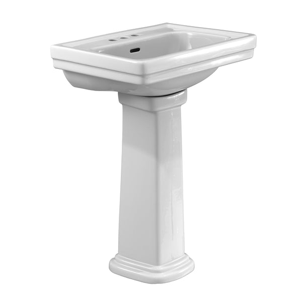 TOTO Promenade 24" x 19-1/4" Rectangular Pedestal Bathroom Sink for 4 inch Center Faucets, Cotton White, Vitreous China, LPT532.4N#01