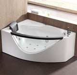 Eago 59" Acrylic Corner Neo-angle Round Bathtub, White, AM198ETL-R
