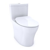 TOTO Aquia IV One-Piece Elongated Dual Flush 1.28 and 0.9 GPF Universal Height, WASHLET+ Ready Toilet with CEFIONTECT, Cotton White- Vitreous China, MS646234CEMFGN#01