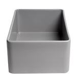 ALFI brand 30" Fireclay Farmhouse Sink, Gray Matte, No Faucet Hole, ABF3018-GM