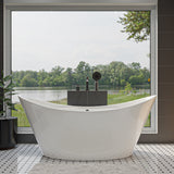 ALFI brand 68" Acrylic Free Standing Oval Soaking Bathtub, White, AB8803