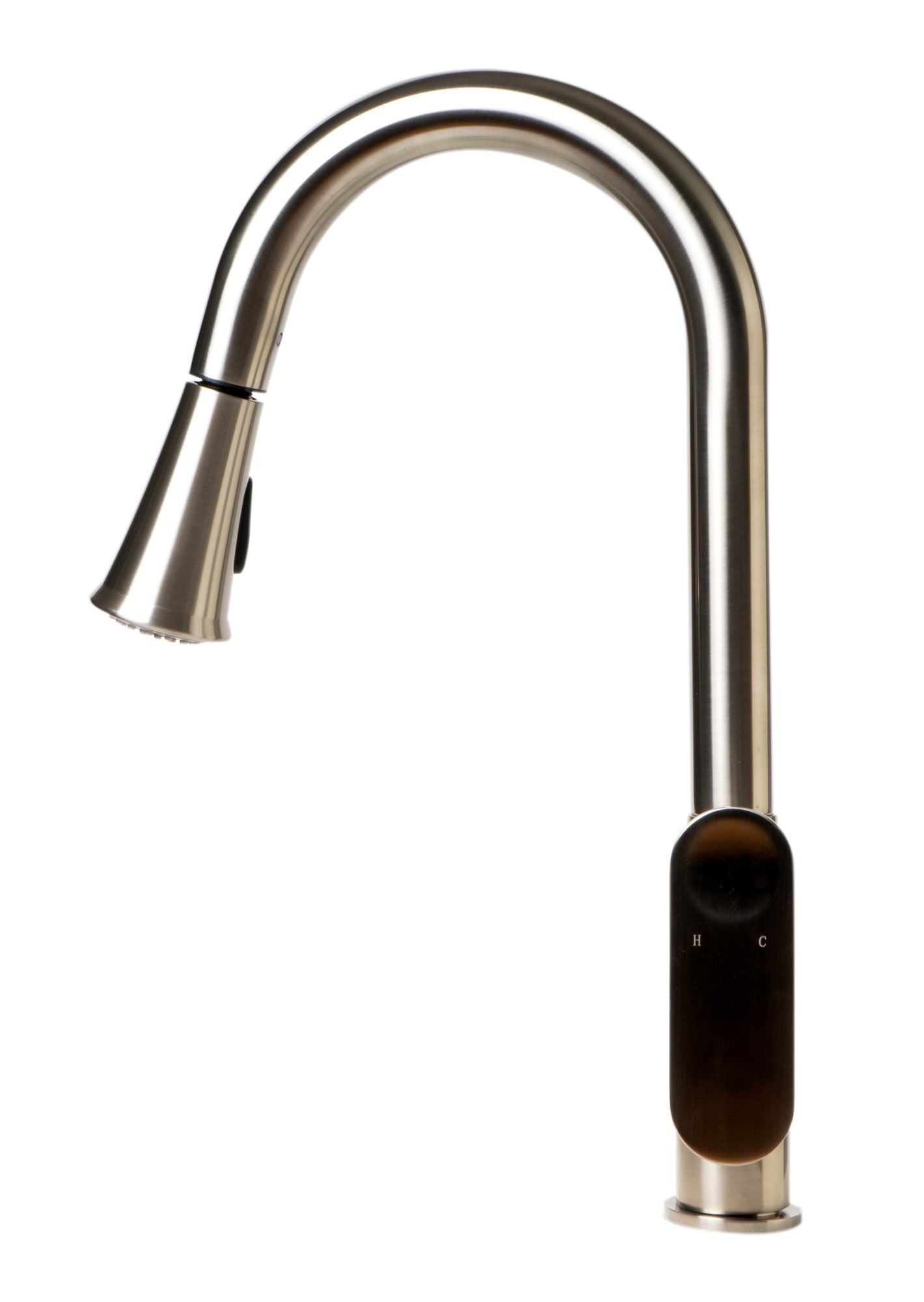 ALFI brand 1.8 GPM Lever Gooseneck Spout Touch Kitchen Faucet, Modern, Gray, Pull Down, Brushed Nickel, ABKF3480-BN