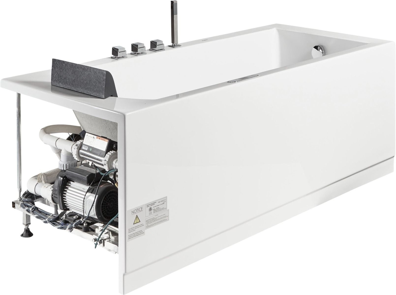 Eago 59" Acrylic Corner Rectangle Bathtub with Fixtures, White, AM154ETL-R5