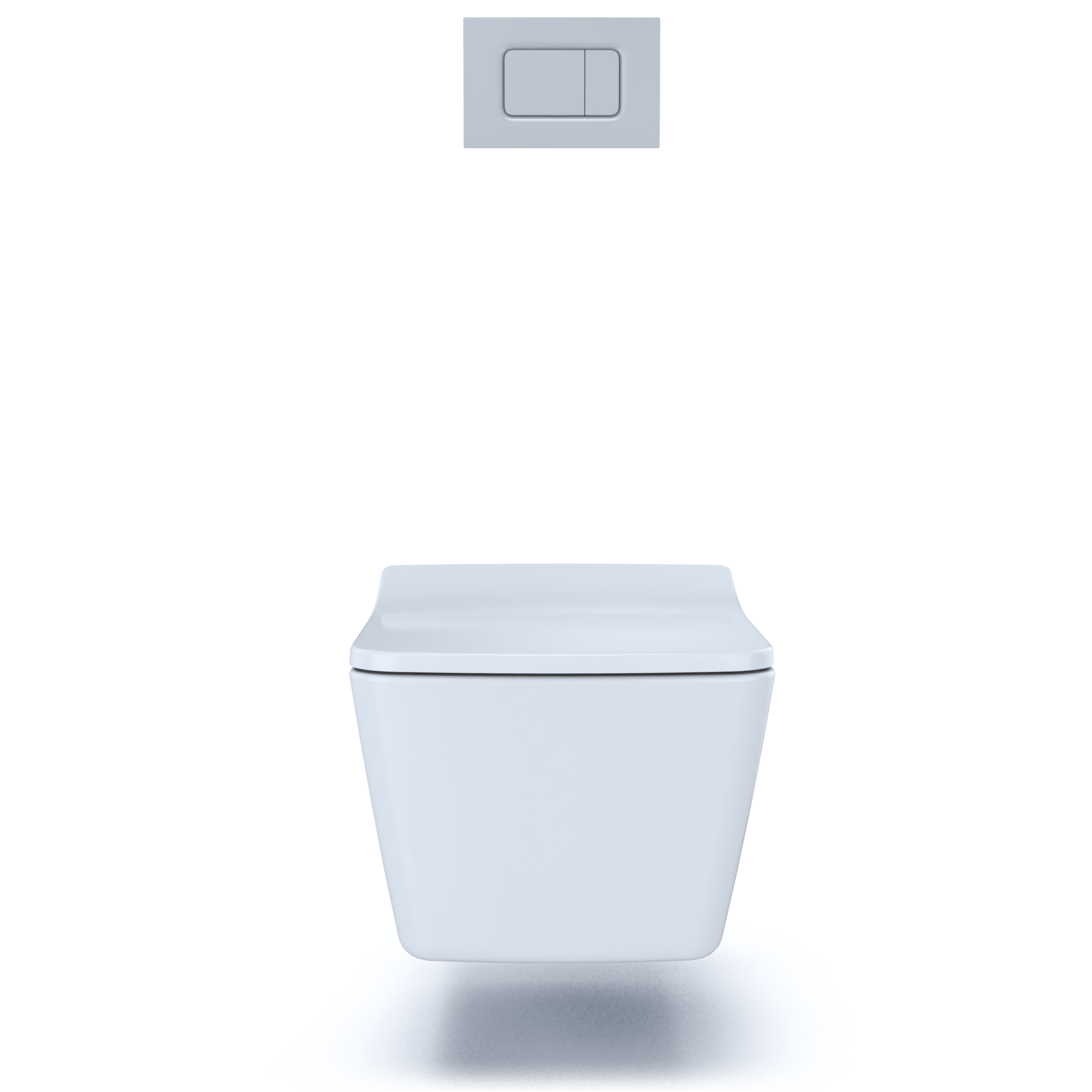 TOTO SP Wall-Hung Square-Shape Toilet and DuoFit In-Wall 1.28 and 0.9 GPF Dual-Flush Tank System with Copper Supply- Vitreous China|Urea Resin, Matte Silver, CWT449249CMFG#MS