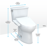 TOTO Drake Transitional WASHLET+ Two-Piece Elongated 1.28 GPF Universal Height TORNADO FLUSH Toilet with C2 Bidet Seat, Cotton White, Vitreous China, MW7863074CEFG#01