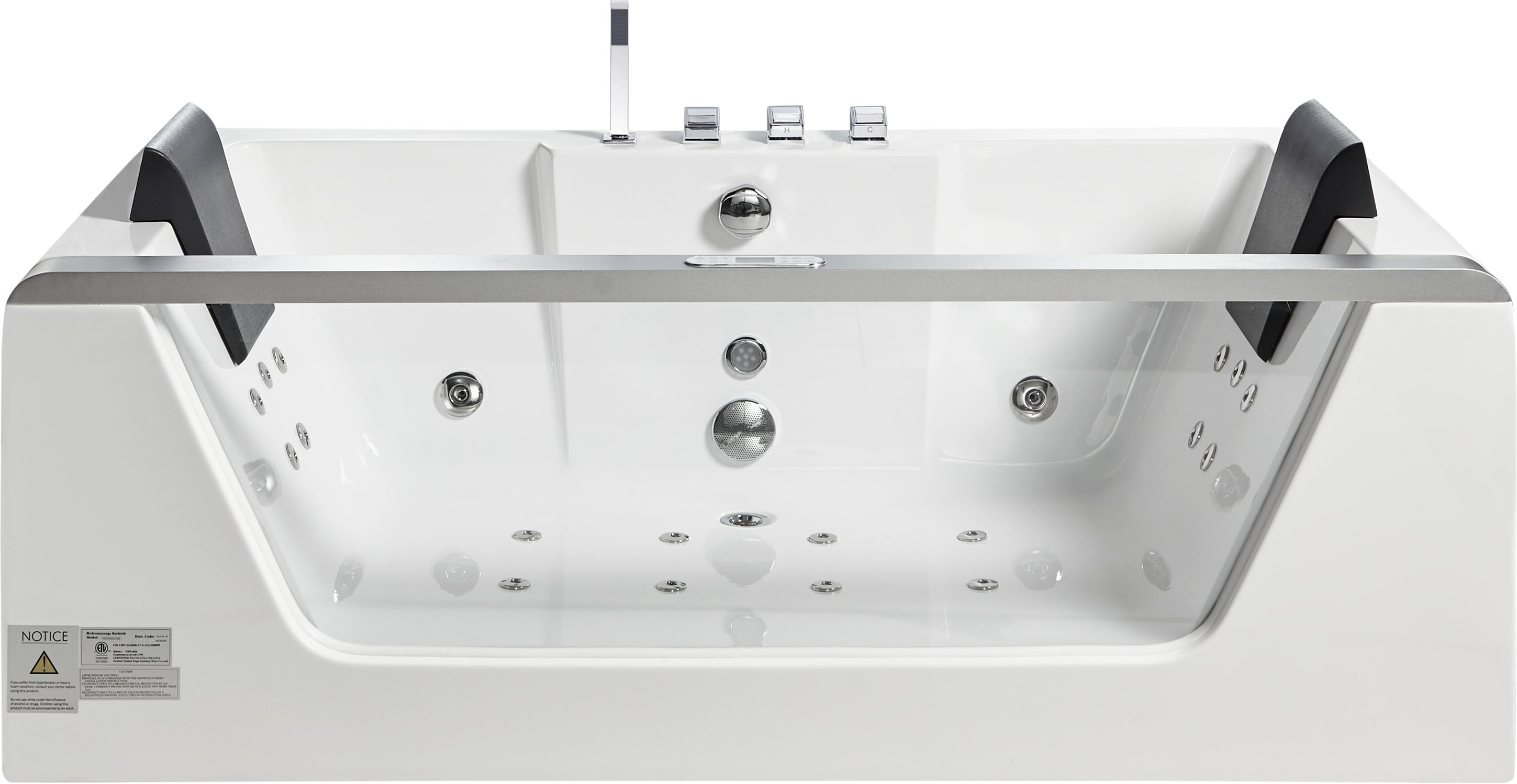 Eago 71" Acrylic Corner Rectangle Bathtub, White, AM196ETL