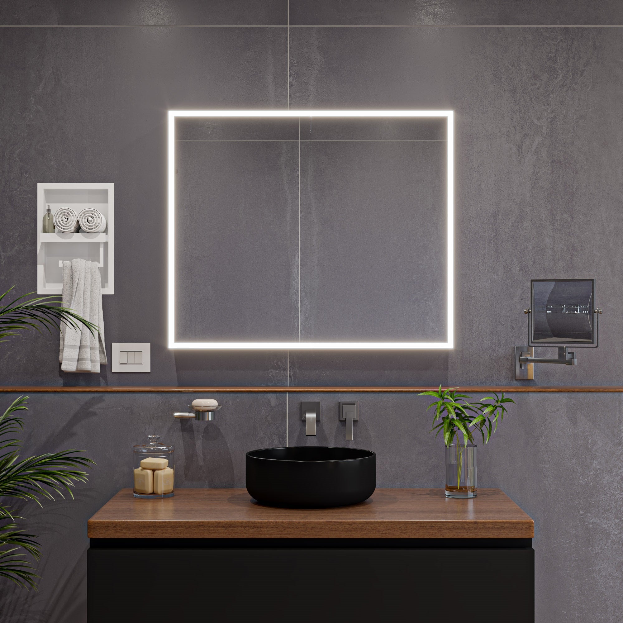 ALFI brand ABM8WS-PC 8" Square Wall Mounted 5x Magnify Cosmetic Mirror